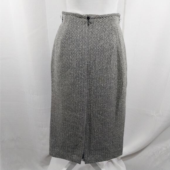 TALBOTS! BLACK & WHITE SILK/CASHMERE/WOOL HERRINGBONE PENCIL STYLE SKIRT! SZ 6 - Picture 5 of 10